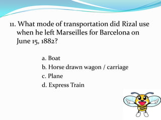 Rizal quiz bee easy | PPTX