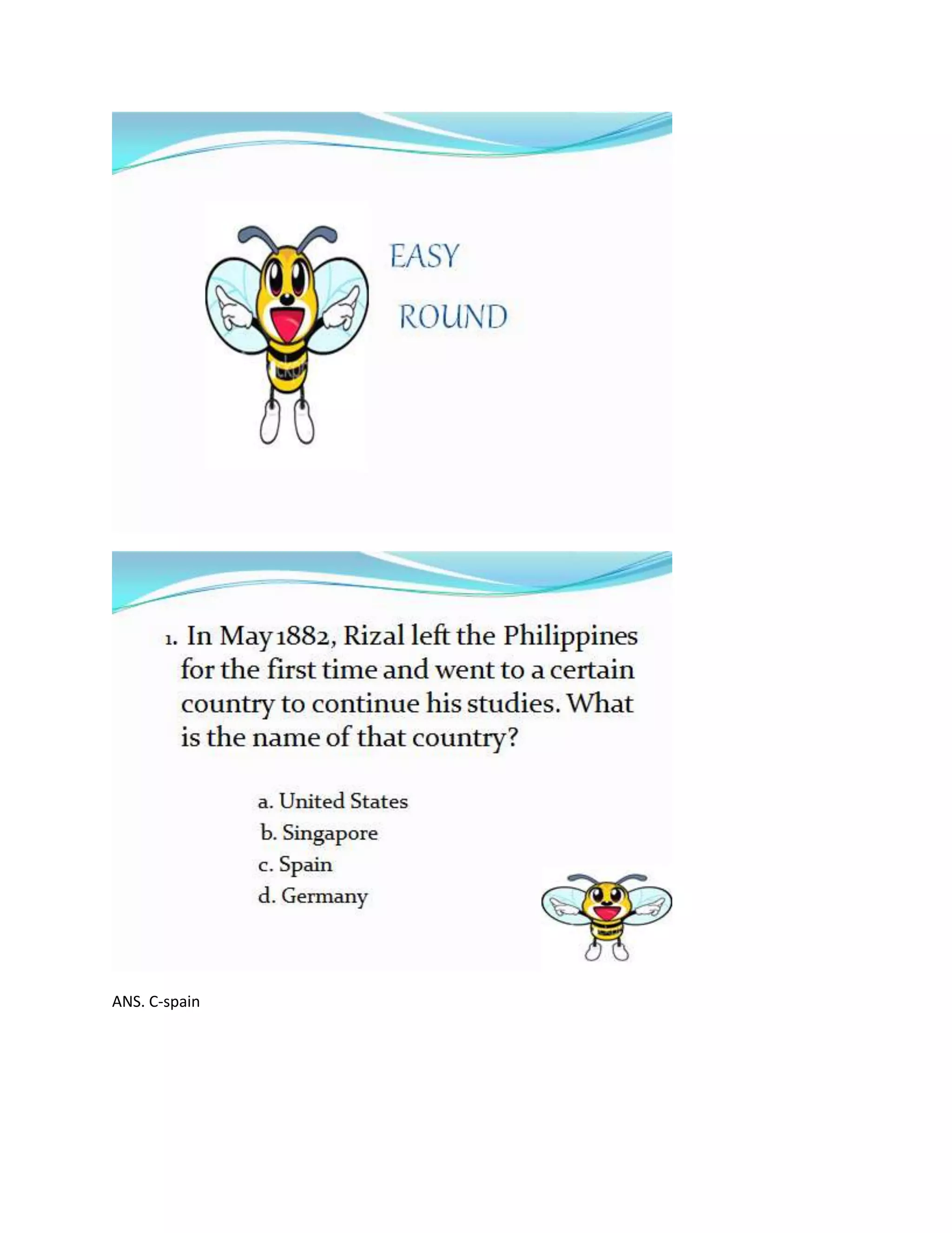 Rizal quiz bee (easy) | DOCX