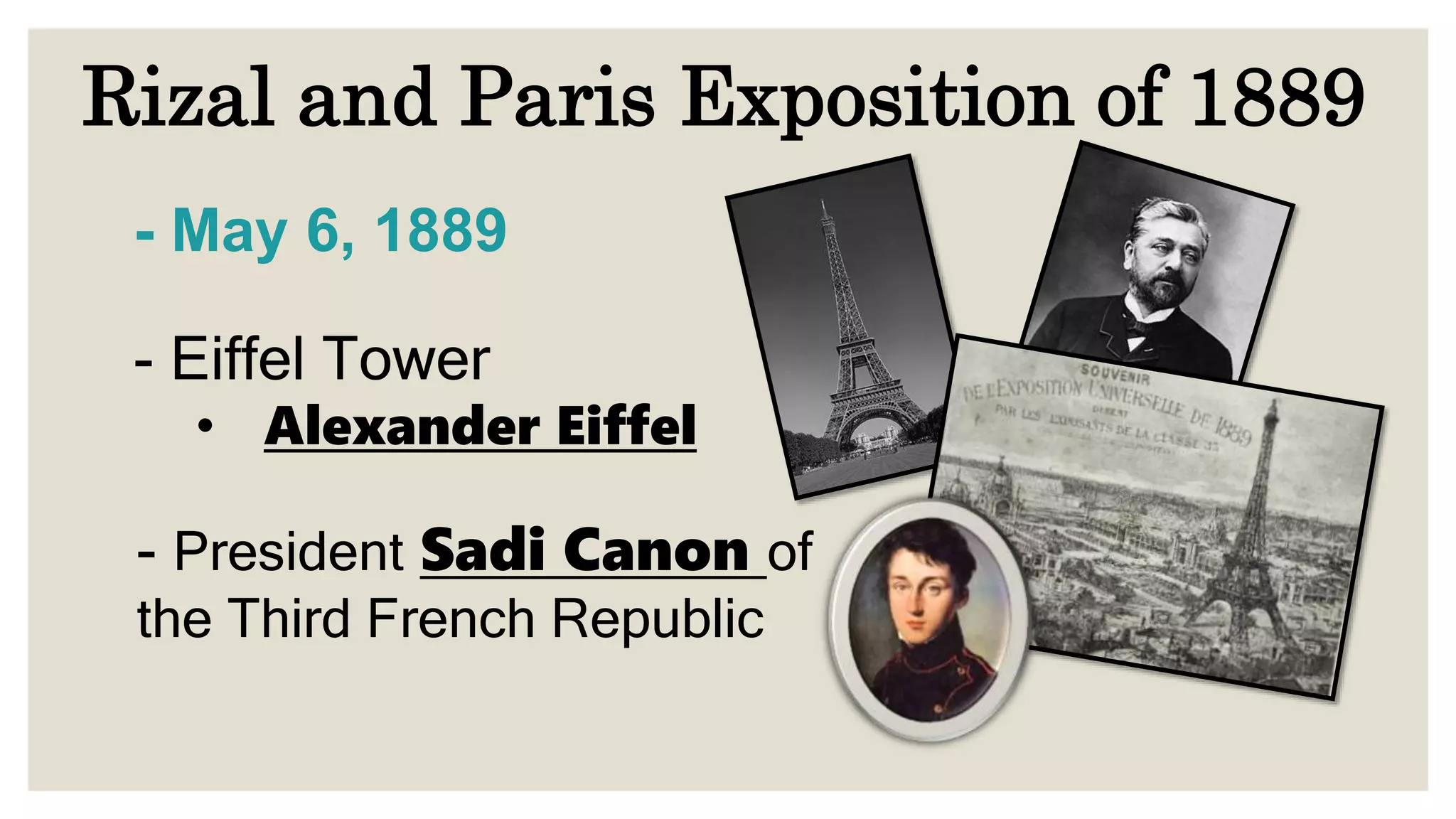 Rizal's Second Sojourn in Paris and the Universal Exposition of 1889 | PPTX