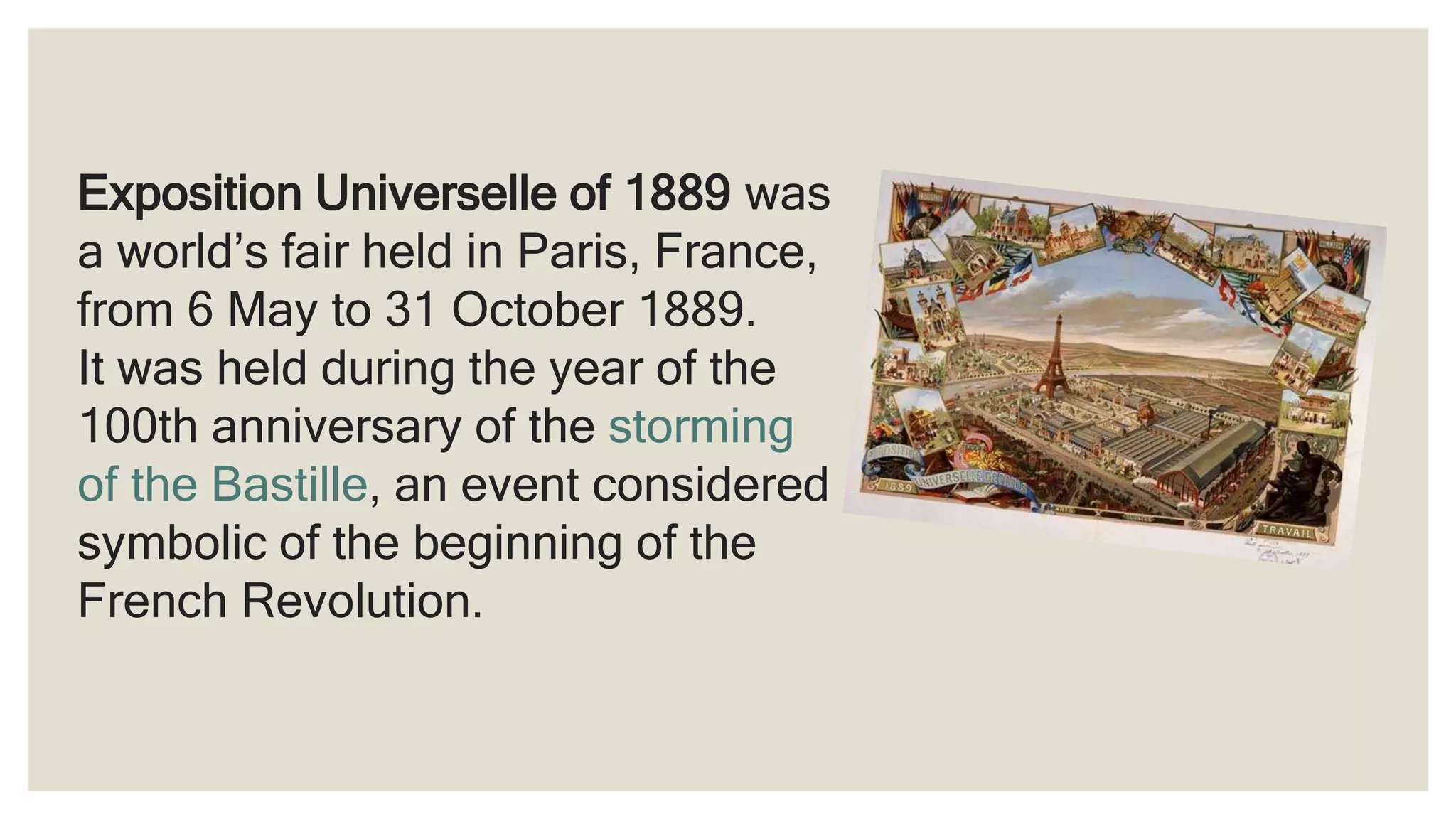 Rizal's Second Sojourn in Paris and the Universal Exposition of 1889 | PPTX