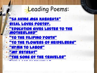 Rizal's intellectual legacy in selected poems 2