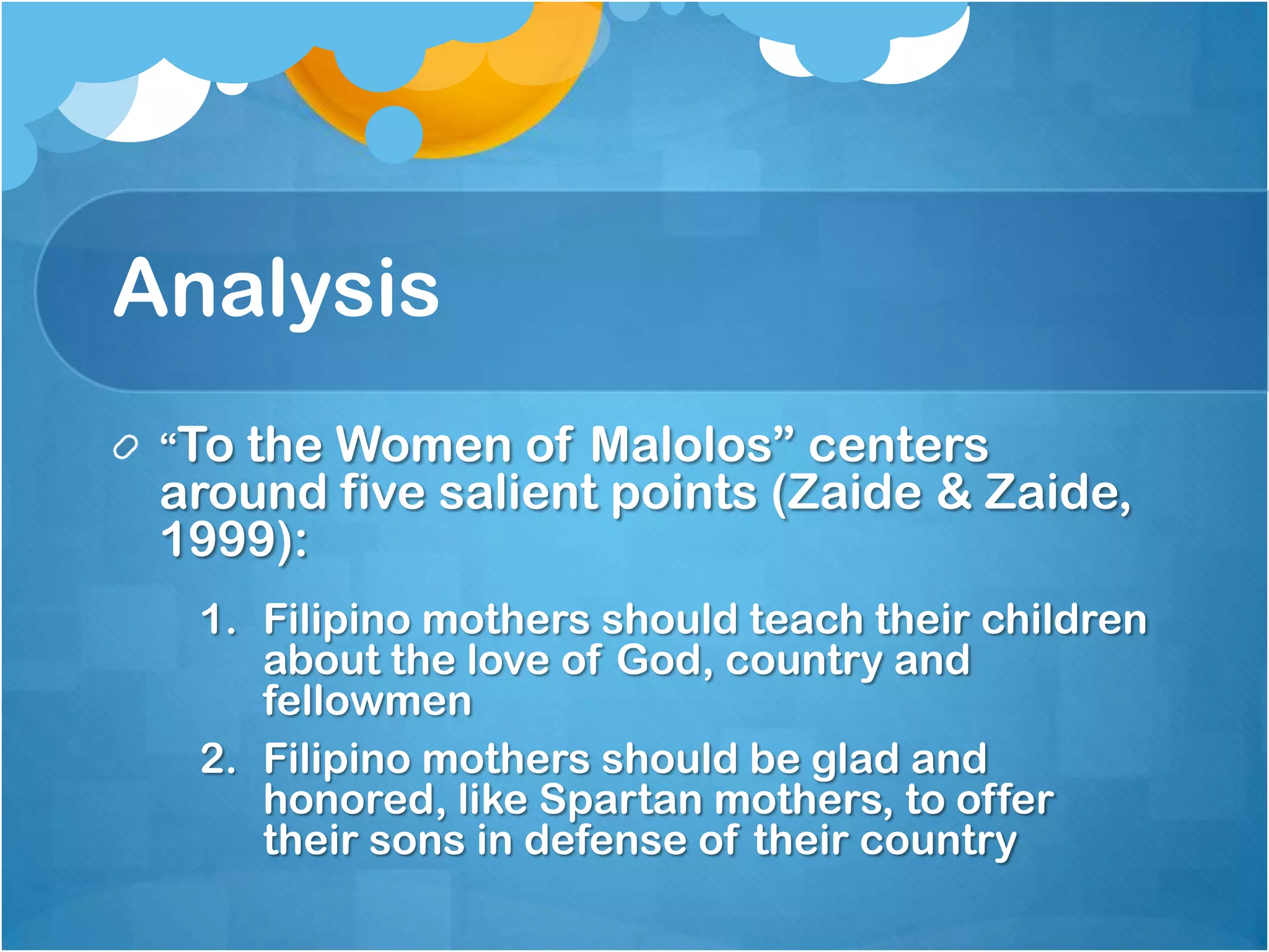 Letter To The Young Lady Of Malolos Summary Rizal's letter to the women of malolos | PPT