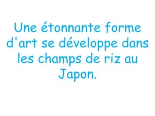Une étonnante forme
d'art se développe dans
les champs de riz au
Japon.

 