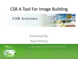 CSR A Tool For Image Building
Presented By:
Rajul Kharya
 