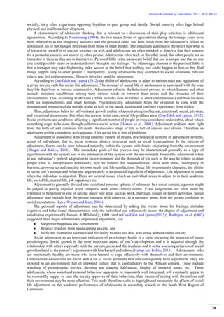 Social Life Adjustment and Academic Achievement of Adolescents in the ...