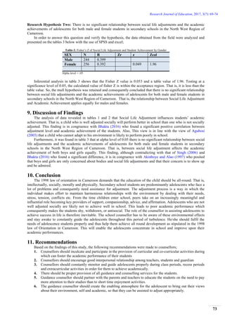 Social Life Adjustment and Academic Achievement of Adolescents in the ...