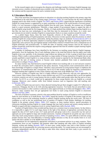 Challenges in Teaching English to Young Learners in Primary Stage: A ...