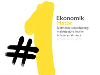 Ekonomik
Metot
İşletmenin katlanabileceği
maliyete göre iletişim
bütçesi yaratmasıdır.
 