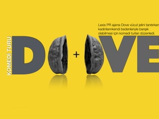 VED
KOMEDİTURU
Lexis PR ajansı Dove vücut jelini tanıtırken
kadınlarınkendi bedenleriyle barışık
olabilmesi için komedi turları düzenledi.
 