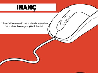 inanç
Hedef kitlenin tercih etme niyetinde olanları
satın alma davranışına yöneltilmelidir.
 