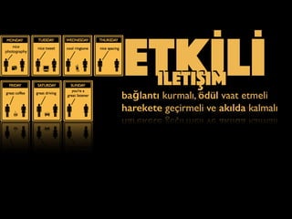 ETKİLİiletişim
bağlantı kurmalı, ödül vaat etmeli
harekete geçirmeli ve akılda kalmalı
 