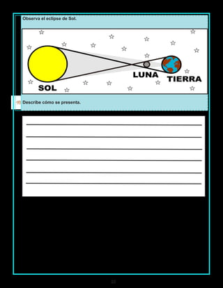 22
Observa el eclipse de Sol.
Describe cómo se presenta.
 