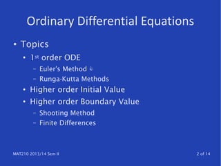 MAT210/DiffEq/Runge-Kutta 2nd Order 2013-14 | PDF