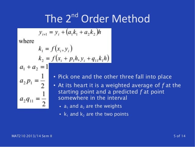 MAT210/DiffEq/Runge-Kutta 2nd Order 2013-14