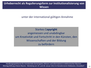 Handlungsspielräume für immaterielle Gemeingüter (Wissen und Information) in elektronischen Räumen
Montag Stiftung Urbane ...