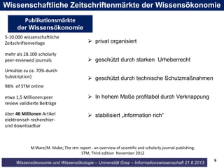 Wissensökonomie und Wissensökologie – Universität Graz – Informationswissenschaft 21.6.2013
M.Ware/M. Mabe; The stm report...