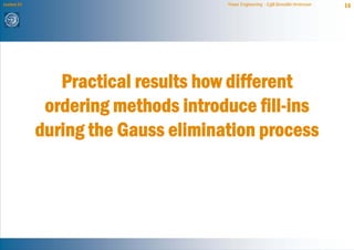 Lecture 21                           Power Engineering - Egill Benedikt Hreinsson   16




                Practical results how different
              ordering methods introduce fill-ins
             during the Gauss elimination process
 