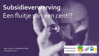 Subsidieverwerving
Een fluitje van een cent!?
Bart Litjens en Roeleke de Witte
16 augustus 2021
 