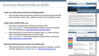 Research Knowledge Graphs at NFDI4DS & GESIS | PDF
