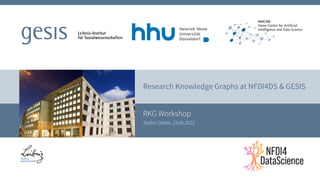 Research Knowledge Graphs at NFDI4DS & GESIS
RKG Workshop
Stefan Dietze, 23.06.2022
 