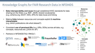 • Data interoperability and reuse through established W3C standards for data
sharing (on the Web), e.g. RDF, JSON, shared ...