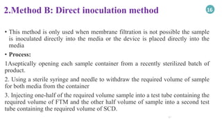 Direct Inoculation Steps IPQC & FPQC Parenteral Formulation | PPTX