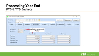 Processing Year End
PTD & YTD Buckets
Defaults to Current
Period
 