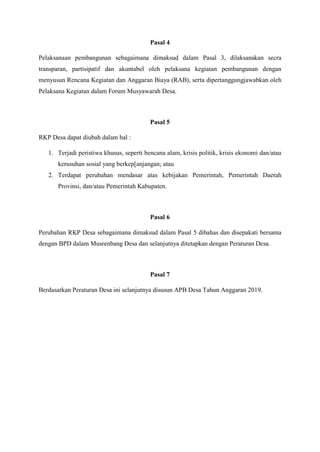 Rab Rkp Rkp perubahan Desa Harapan jaya | PDF
