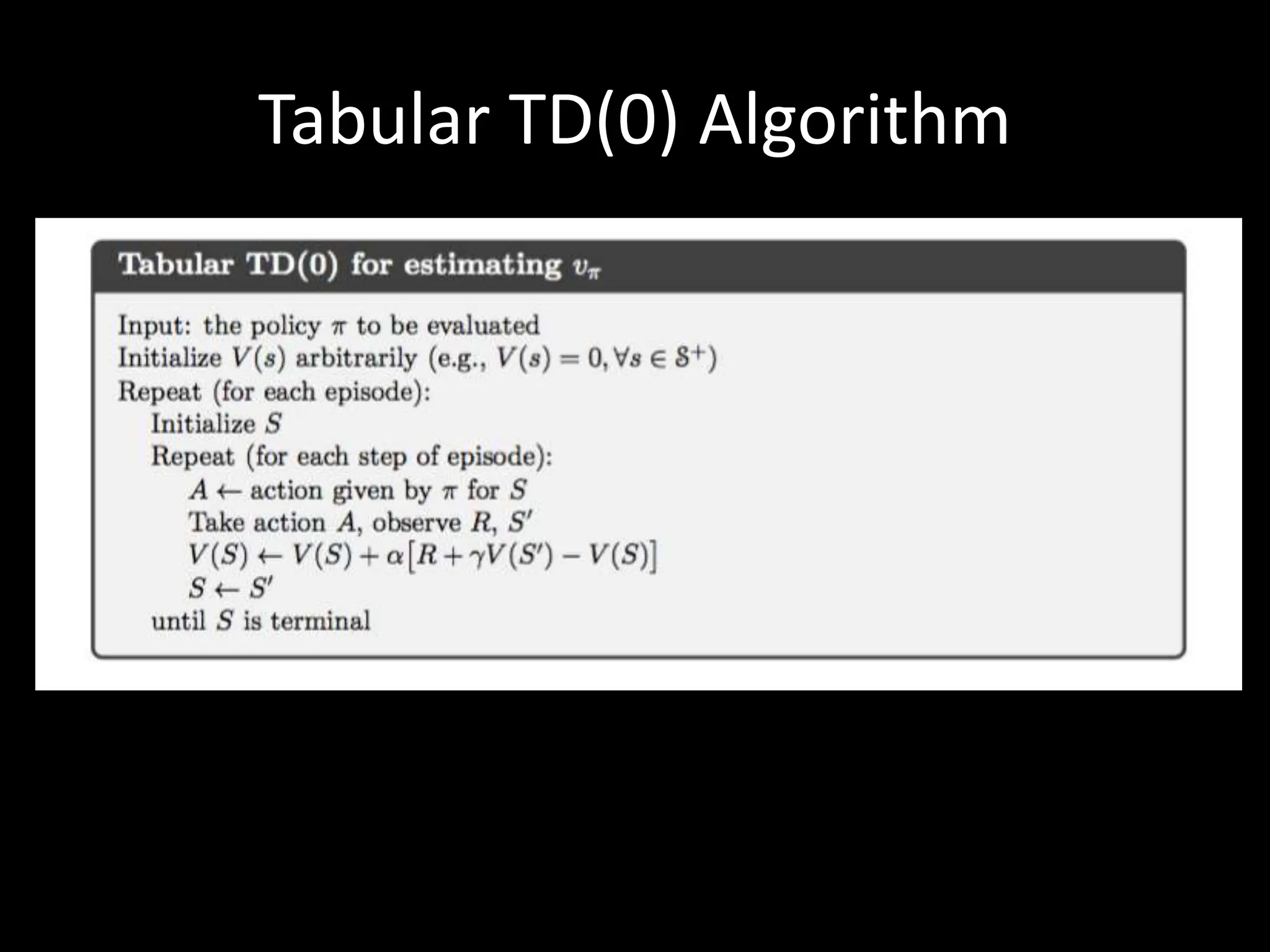 Tabular TD(0) Algorithm
 