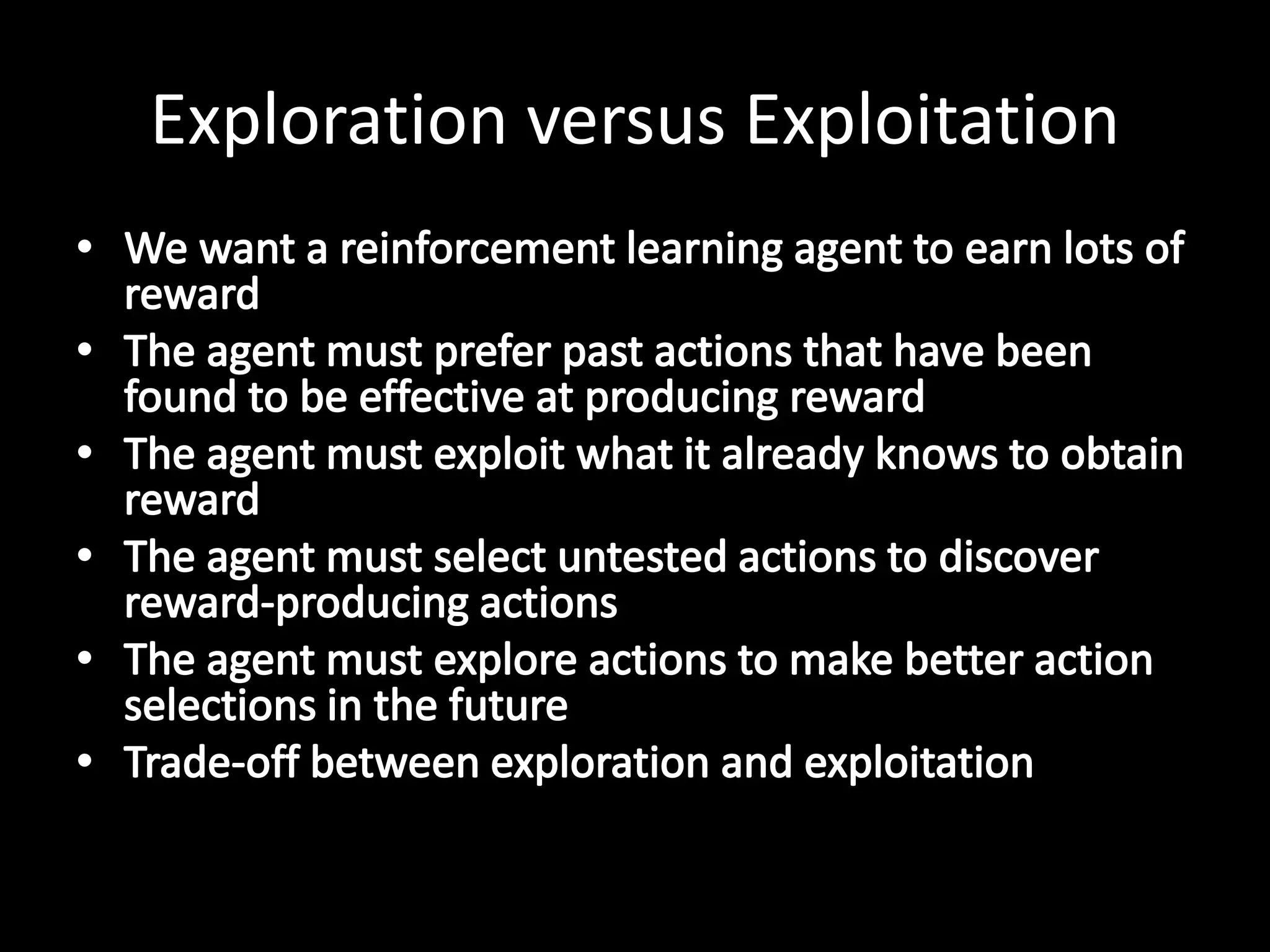 Exploration versus Exploitation
 