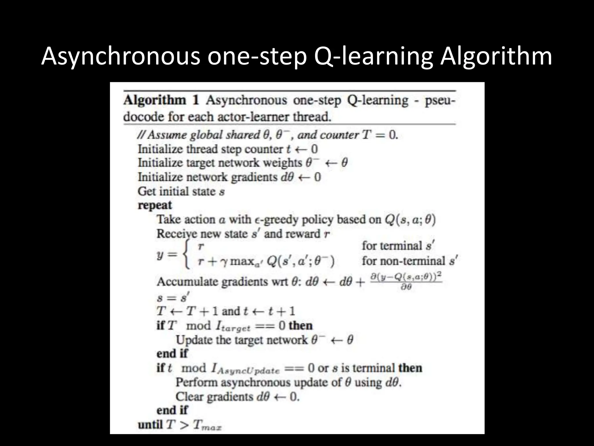 Asynchronous one-step Q-learning Algorithm
 