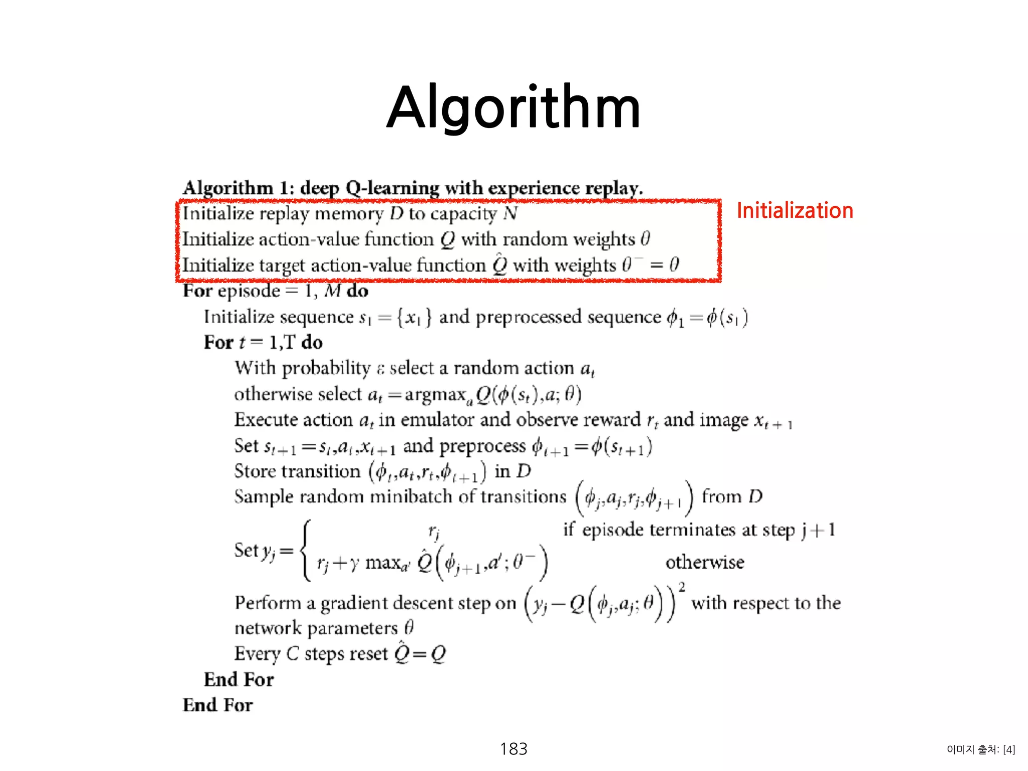 Algorithm
183 이미지 출처: [4]
Initialization
 