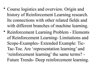 Reinforcement Learning All Modules and Chapters | PPTX