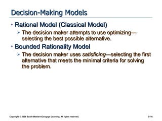 Classical Rational Model Chapter 3 - Creative Problem Solving and Decsion Making | PPT