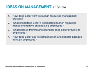 IDEAS ON MANAGEMENT  at Scitor How does Scitor view its human resources management process? What effect does Scitor’s approach to human resources management have on attracting employees? What types of training and appraisal does Scitor provide its employees? How does Scitor use its compensation and benefits package to retain employees? 