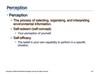 Perception Capability Chapter 8 - Organizational Behavior: Power, Politics, Conflict, and ...