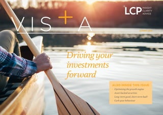 SUMMER 2019
ALSO INSIDE THIS ISSUE
·· Optimising the growth engine
·· Asset-backed securities
·· Long-term good, short-term bad?
·· Curb your behaviour
Drivingyour
investments
forward
SUMMER 2019
 