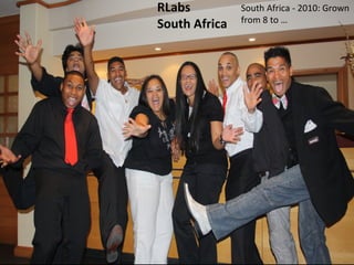 RLabs          South Africa - 2010: Grown
               from 8 to …
South Africa
 