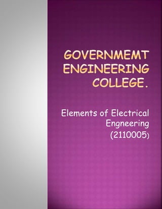 Elements of Electrical
Engneering
(2110005)
 