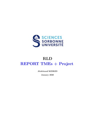 RLD
REPORT TMEs + Project
Abdelraouf KESKES
January 2020
 