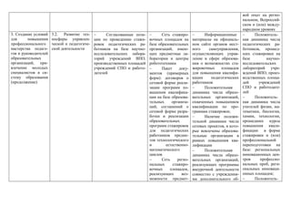 вой опыт на регио-
нальном, Всероссий-
ском и (или) между-
народном уровнях
3. Создание условий
для повышения
профессионального
мастерства педаго-
гов и руководителей
образовательных
организаций, при-
влечение молодых
специалистов в си-
стему образования
(продолжение)
3.2. Развитие тех-
носферы управлен-
ческой и педагогиче-
ской деятельности
 Согласованные пози-
ции по проведению стажи-
ровок педагогических ра-
ботников на базе научно-
исследовательских лабора-
торий учреждений ВПО,
производственных площадей
учреждений СПО и работо-
дателей
 Сеть стажиро-
вочных площадок на
базе образовательных
организаций, имею-
щих предметные ла-
боратории и центры
робототехники
 Пакет доку-
ментов (примерных
форм): договоров о
сетевой форме реали-
зации программ по-
вышения квалифика-
ции на базе образова-
тельных организа-
ций; соглашений о
сетевой форме разра-
ботки и реализации
образовательных
программ стажировок
для педагогических
работников предме-
тов технологического
и естественно-
математического
циклов
 Сеть регио-
нальных стажиро-
вочных площадок,
реализующих воз-
можности предмет-
 Информационные
материалы на официаль-
ном сайте органов мест-
ного самоуправления,
осуществляющих управ-
ление в сфере образова-
ния о возможностях ста-
жировочных площадок
для повышения квалифи-
кации педагогических
работников
 Положительная
динамика числа образо-
вательных организаций,
охваченных повышением
квалификации по про-
граммам стажировок;
 Наличие положи-
тельной динамики числа
сетевых проектов, в кото-
рые вовлечены образова-
тельные организации в
рамках повышения ква-
лификации
 Положительная
динамика числа образо-
вательных организаций,
реализующих программы
внеурочной деятельности
совместно с учреждения-
ми дополнительного об-
 Положитель-
ная динамика числа
педагогических ра-
ботников, прошед-
ших стажировки на
базе научно-
исследовательских
лабораторий учре-
ждений ВПО, произ-
водственных площа-
дей учреждений
СПО и работодате-
лей
 Положитель-
ная динамика числа
учителей физии, ма-
тематики, биологии,
химии, технологии,
прошедших курсы
повышения квали-
фикации в форме
стажировки и (или)
профессиональной
переподготовки на
базе: региональных
инновационных цен-
тров профессио-
нальных проб, реги-
ональных инноваци-
онных площадок;
 Положитель-
 