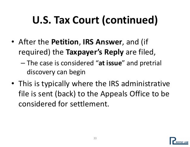 how to handle a federal tax dispute audit appeal and litigation tax court petition form