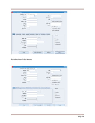 Page 38 
Enter Purchase Order Number 
 