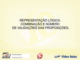 REPRESENTAÇÃO LÓGICA.
COMBINAÇÃO E NÚMERO
DE VALIDAÇÕES DAS PROPOSIÇÕES..
 