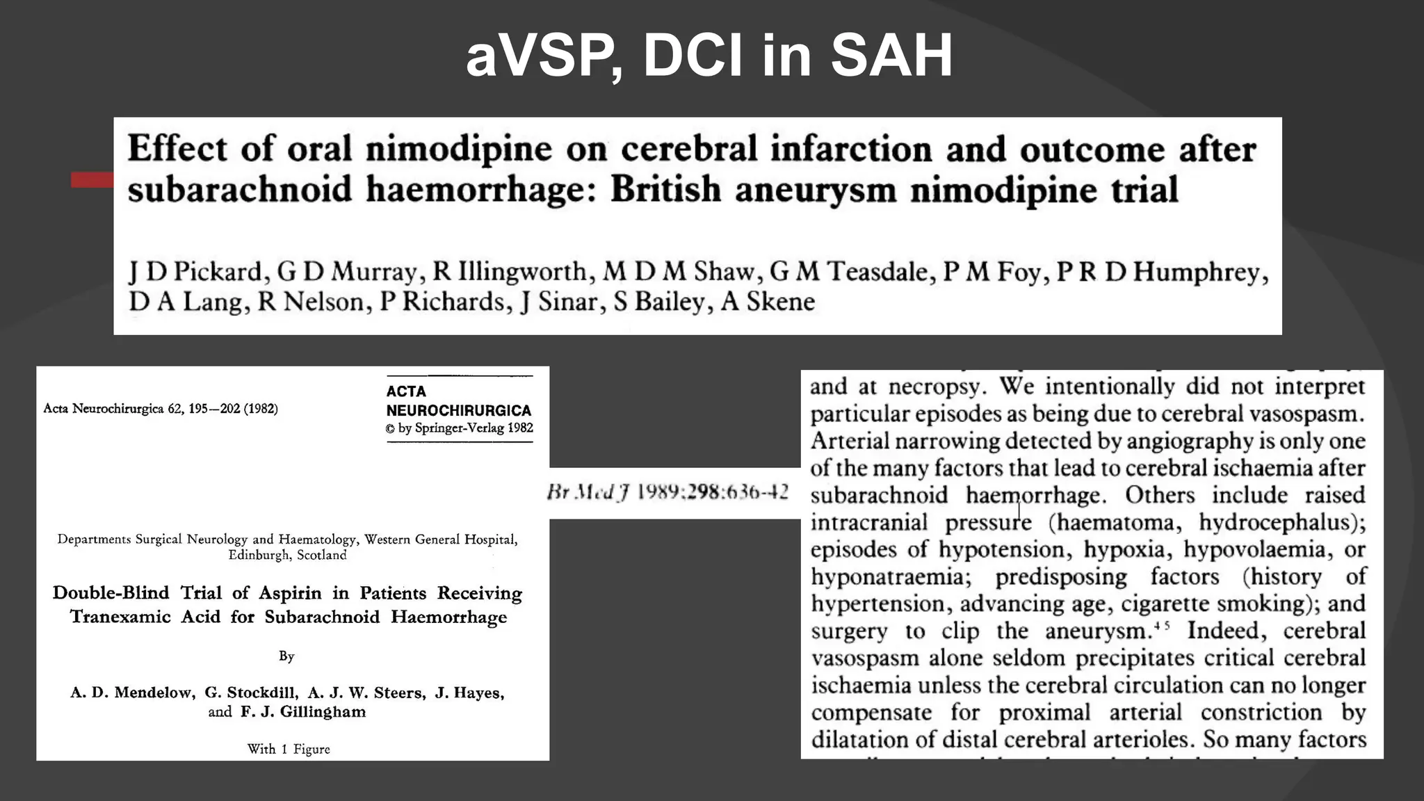 aVSP, DCI in SAH
 