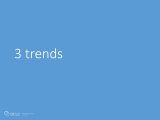 Her view is that publishers are
here to make the scientific
research process more
effective by helping them keep
up to date, find colleagues,
plan experiments, and then
share their results. After they
have published, the processes
continues with gaining a
reputation, obtaining funds,
finding collaborators, and
even finding a new job. What
can we as publishers do to address
some of scientists’ pain points?
Annette
Thomas,
CEO of
Macmillan
Publishers
(now Chief
Scientific Officer
Springer Nature)
A publisher’s
new job
description
http://www.against-the-grain.com/2012/11/a-publishers-new-job-description/
 
