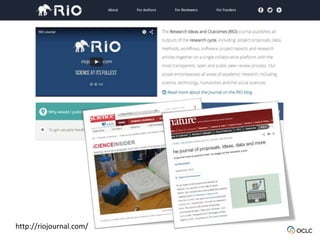 OCLC Research, 2014Figure: Evolving Scholarly Record framework, publishing venues.
 