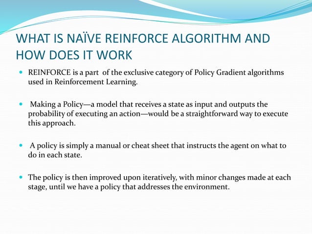 Naive Reinforcement algorithm | PPTX