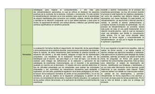 estrategias para mejorar el comportamiento; y otro más para 
dar retroalimentación apreciativa, la cual se enfoca en destacar los aspectos 
positivos de la conducta de la persona, motivarla y reconocerla. En este sentido 
la retroalimentación siempre va en dos sentidos: para quien la da: el aprendizaje 
de adquirir habilidades para comunicar con cuidado, sutileza, sentido de utilidad 
y claridad en la intención congruente con lo que desea expresar y para quien la 
recibe, la capacidad de reforzar una actitud abierta y reflexiva que permita lograr 
cambios significativos en beneficio personal. 
docente y alumno involucrados en el proceso de 
enseñanza-aprendizaje, es muy útil conocer durante 
el proceso si está logrando los objetivos planteados, 
así como los aspectos que debería mejorar para 
alcanzarlos con mayor facilidad. En este sentido, la 
retroalimentación, ya sea formal o informal (escrita o 
verbal), le permite al alumno perfeccionarse y 
corregirse durante el proceso de aprendizaje. Así, el 
proceso de retroalimentación se convierte, desde 
este punto de vista, en una parte fundamental de la 
relación docente-alumno, para lo cual es necesario 
crear una atmósfera que facilite la comunicación 
entre ambos. Por lo que como docente debo 
practicar de forma regular y conscientemente la 
retroalimentación, ya que por lo regular los alumnos 
lo aprecian y agradecen. 
Momentos 
La evaluación formativa facilita el seguimiento del desarrollo de los aprendizajes 
y de la pertinencia de la práctica docente; proporciona la oportunidad de disponer, 
sobre la marcha, de otros mecanismos para reorientar la práctica docente y la 
actuación del alumno y, de esta manera, asegurar el logro de los aprendizajes 
propuestos. Los resultados de la evaluación formativa dan cuenta de las 
estrategias que el alumno usa para llegar a un nivel de logro. Los errores se 
analizan para indagar las deficiencias en la selección y aplicación de las 
estrategias de enseñanza (instrumentadas por el docente) o de aprendizaje 
(puestas en marcha por el alumnado). El estudio del error permite determinar el 
tipo de dificultad presentada por los estudiantes para realizar las actividades 
propuestas y, así, suministrar los mecanismos necesarios para ayudarles a 
superarlos; por otro lado, posibilita la regulación de la tarea pedagógica, por tanto, 
la función de la evaluación formativa se centra en los procedimientos y no en los 
resultados, ya que su objetivo es la regulación pedagógica, la gestión de los 
errores y la consolidación de los éxitos. Durante el hecho educativo, en cualquiera 
de los puntos críticos del proceso, en la aplicación de distintos procedimientos de 
enseñanza. 
En lo que respecta a los ejercicios resueltos, esta se 
realiza de forma escrita, y se realiza cuando el 
alumno entrega sus ejercicios resueltos y realizando 
más ejercicios en el pizarrón para despejar las dudas 
existentes, además, se realiza una sesión al final del 
tema de preguntas en forma oral grupal para 
reafirmar los conocimientos adquiridos. Esto se hace 
para determinar el estado de desempeño del 
alumno, identificando sus fortalezas y debilidades, y 
ya con toda esta información de los alumnos podré 
determinar lo que requieren para mejorar. Estas 
matrices definen con detalle los criterios para evaluar 
la calidad de los desempeños, y permiten 
retroalimentar en forma específica a los alumnos y 
me sirven de base para los temas posteriores. Por lo 
que la retro se llevará a cabo con la entrega del 
producto. 
 