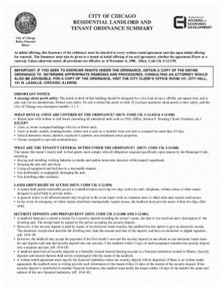 Chicago Residential Landlord and Tenant Ordinance Summary
